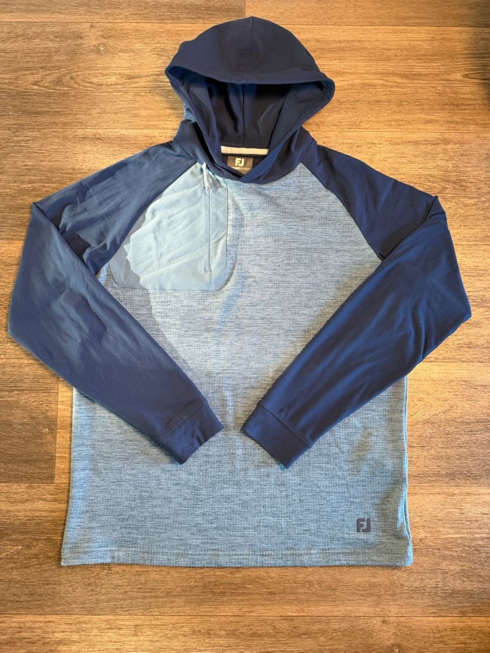 FootJoy Blue Two-Tone Hooded Performance Pullover